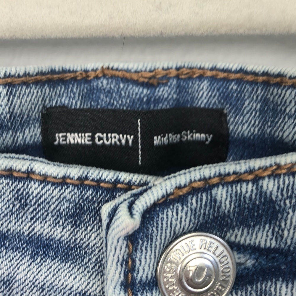 NWT TRUE RELIGION Jenny Curvy Jeans Mid Rise Skinny Vintage Light Wash 26 Fray - Picture 10 of 12